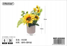 Mesterséges növény cserépben napraforgó 23 cm