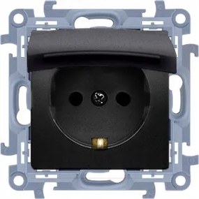 Simon 10 Elektromos aljzat szimpla Schuko Flip süllyesztett fekete matt