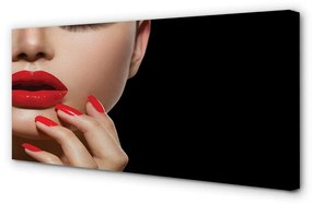 Canvas képek Nő vörös ajkak és körmök 140x70 cm