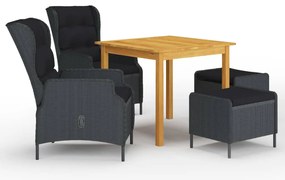 vidaXL 5 részes sötétszürke kerti étkezőgarnitúra