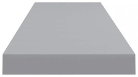 2 db szürke MDF lebegő fali polc 90 x 23,5 x 3,8 cm