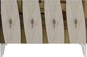 Elips 120 - White, Travertine, Silver