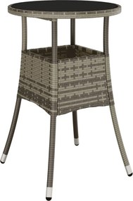 vidaXL szürke polyrattan és edzett üveg kerti asztal Ø60 x 75 cm