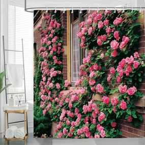 Penészgátló anyagból készült zuhanyfüggöny 200x200cm Rózsa a falon