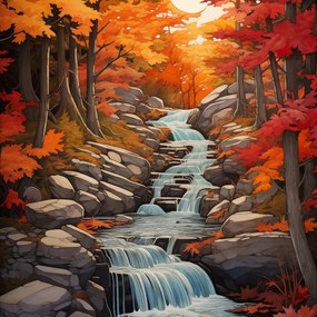 Poszter 60x60cm Őszi vízesések