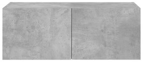 betonszürke falra szerelhető TV-szekrény LED-del 80x35x31 cm