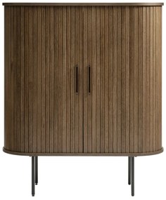 Barna szekrény tolóajtóval, tölgyfa dekorral 100x118 cm Nola – Unique Furniture
