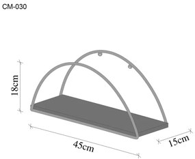 Fali polc 45x18 cm tölgy/arany