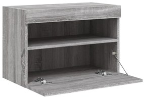 szürke sonoma színű fali TV-szekrény LED-ekkel 60x30x40 cm