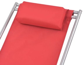 2 db piros dönthető acél napozószék