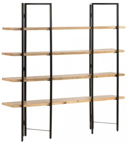 4 szintes tömör mangófa könyvespolc 160 x 35 x 160 cm