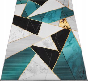 Szőnyeg 300X200 CM Zöld Szürke Arany Geometrikus Csúszásgátló Mozaik