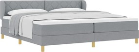 vidaXL Boxrugós ágy matracmal Világosszürke 200 x 200 cm szövet