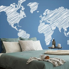 Tapéta kikelt világtérkép kék alapon