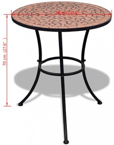 terrakotta mozaik bisztró asztal 60 cm