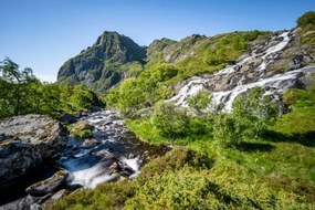 Művészeti fotózás Lofoten waterfall on the hiking trail, imageBROKER/Mara Brandl, (40 x 26.7 cm)