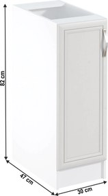 Alsószekrény D30, balos, fehér/sosna Andersen, SICILIA