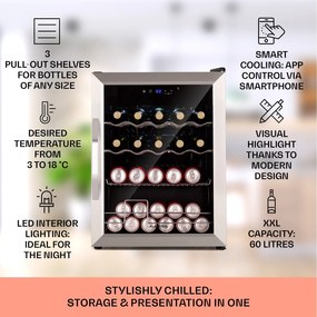 Klarstein Coachella 60, Smart, hűtő, 60 l, WiFi funkció, háttérvilágítás