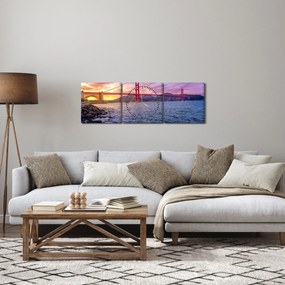 Kép a hídról napnyugtakor (órával) (90x30 cm)