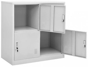 5 db világosszürke acél zárható szekrény 90 x 45 x 92,5 cm