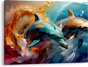 Kép - Delfin festmény (70x50 cm)