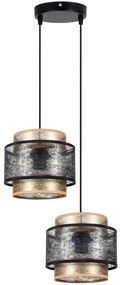 Csillár zsinóron GABI 2xE27/60W/230V arany/fekete átm. 30 cm