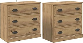 vidaXL Oldalszekrények 2 pcs Artisan tölgy 70 x 35,5 x 67,5 cm Faanyag