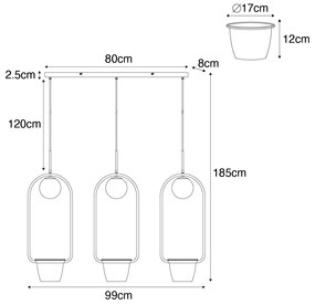 Art Deco függőlámpa arany fehér üveggel 3-lámpás - Isabella