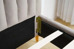 Ágy, szürkésbarna Taupe/gold arany króm, 160x200, KAISA