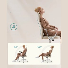 DINA irodai szék, max. 120 kg, bézs/fehér SongmicsHome