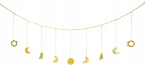 Fali dekoráció arany holdfázis boho arany fém lánc 141 cm