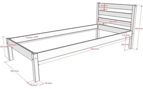 Fehér borovi fenyő gyerekágy ágyrács nélkül 90x200 cm Pino – Vipack