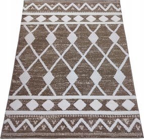 Szőnyeg 80x120 Boho Berber Hálószoba Nappaliba Barna Krémszínű Kétszintes