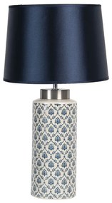 Kerámia asztali lámpa kék-fehér, textil búrával 28x51cm