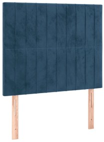 sötétkék bársony LED-es fejtámla 90x5x118/128 cm