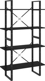 vidaXL négyszintes fekete tömör fenyőfa könyvszekrény 80 x 30 x 140 cm