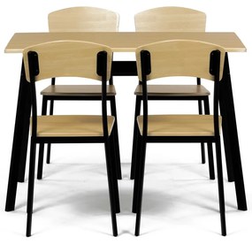 Étkezőgarnitúra Industrial 4 székkel, 110 x 70 x76 cm, barna