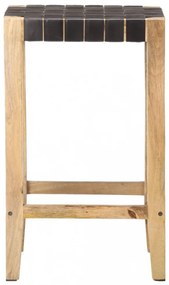 2 db fekete valódi bőr bárszék 75 cm