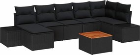vidaXL Kerti Kanapé Szett párnával 8 pcs Fekete polirattan