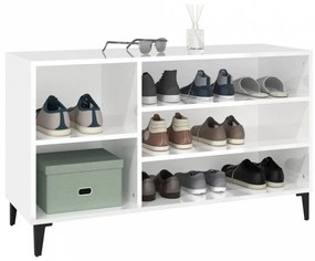 Magasfényű fehér szerelt fa cipősszekrény 102x36x60 cm