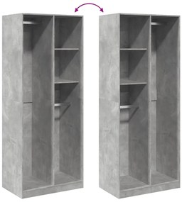 betonszürke szerelt fa ruhásszekrény 80 x 50 x 200 cm