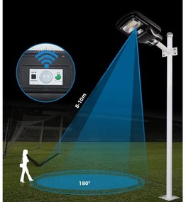 LED napelemes utcai lámpa érzékelővel LED/60W/6V 6500K IP65 + távirányítás