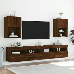 2 db barna tölgy színű TV-szekrény LED-ekkel 40,5 x 30 x 60 cm