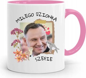 Andrzej Duda Pis Rózsaszín Elnöki Bögre fényképes nyomattal