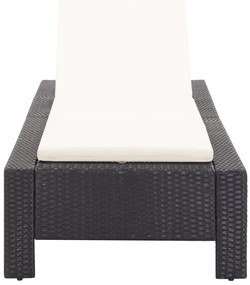 Fekete polyrattan napozóágy párnával