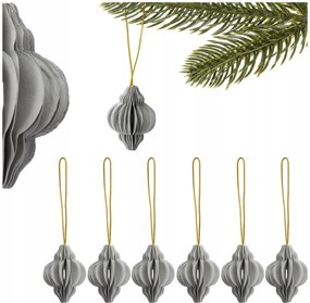 Papír Bomba Medál 6db Karácsonyfa Dekoráció 4 cm Szett