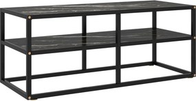 vidaXL fekete TV-szekrény fekete márvány mintás üveggel 100x40x40 cm