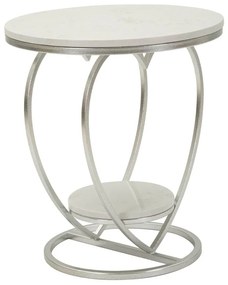 Szív alakú ezüst kisasztal márvány polcokkal