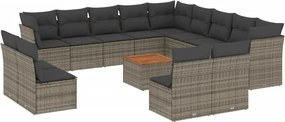 vidaXL 14 részes szürke polyrattan kerti ülőgarnitúra párnákkal