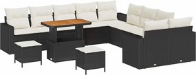 vidaXL Kerti Kanapé Szett 13 pcs Fekete polirattan